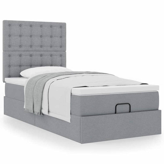 Cadru de pat otoman cu saltea țesătură gri deschis 80x200cm - WALTI WALTI