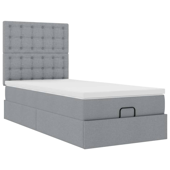 Cadru de pat otoman cu saltea țesătură gri deschis 80x200cm - WALTI WALTI