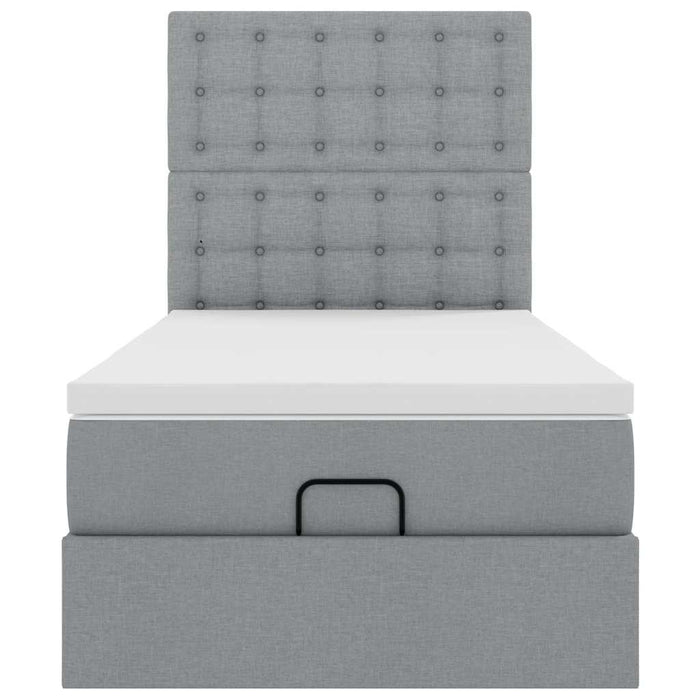 Cadru de pat otoman cu saltea țesătură gri deschis 80x200cm - WALTI WALTI