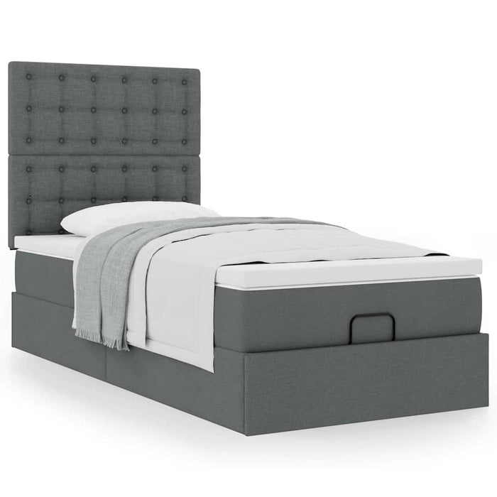 Cadru de pat otoman cu saltele Gri închis 80x200cm țesătură - WALTI WALTI