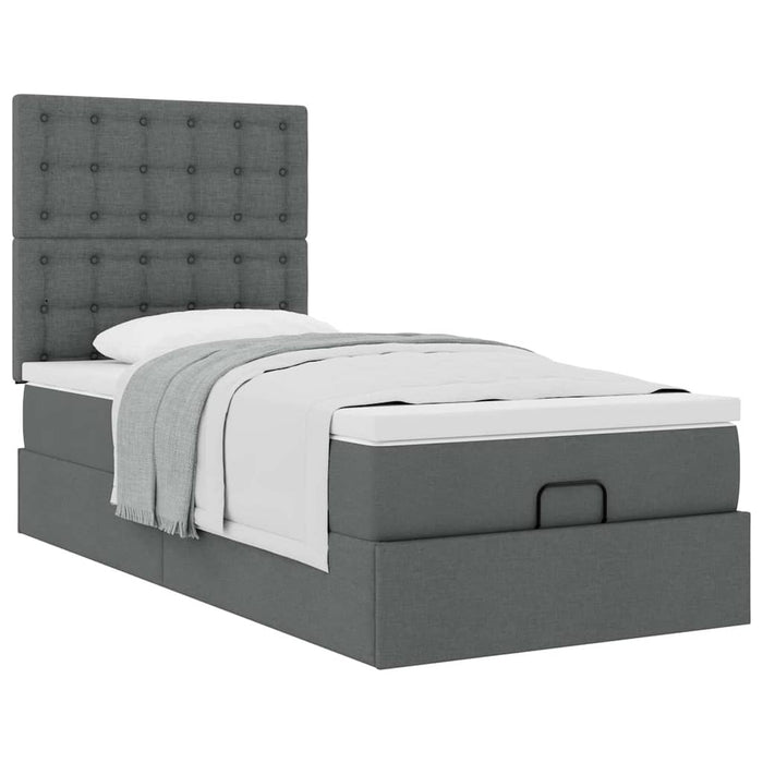 Cadru de pat otoman cu saltele Gri închis 80x200cm țesătură - WALTI WALTI