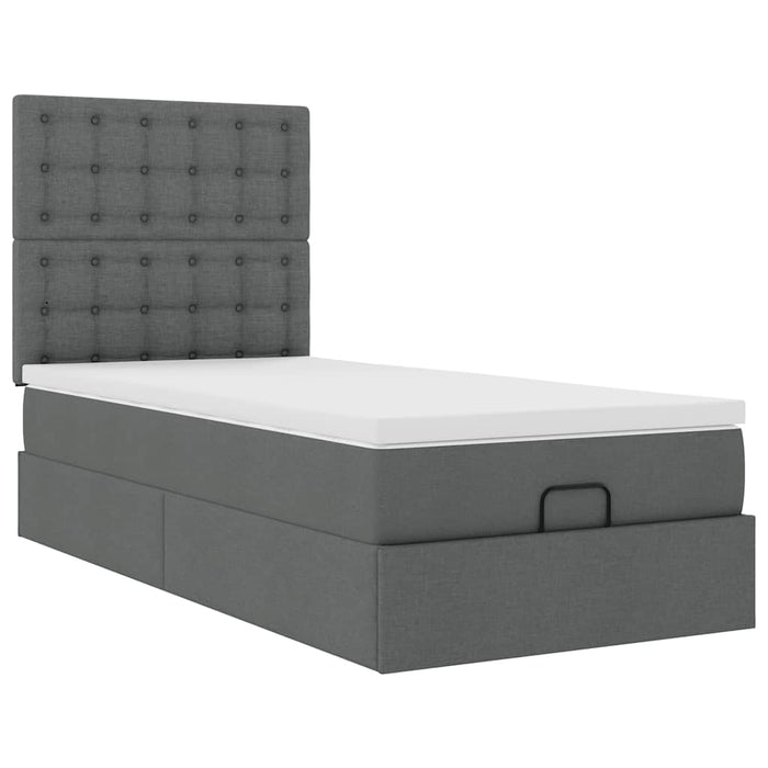 Cadru de pat otoman cu saltele Gri închis 80x200cm țesătură - WALTI WALTI