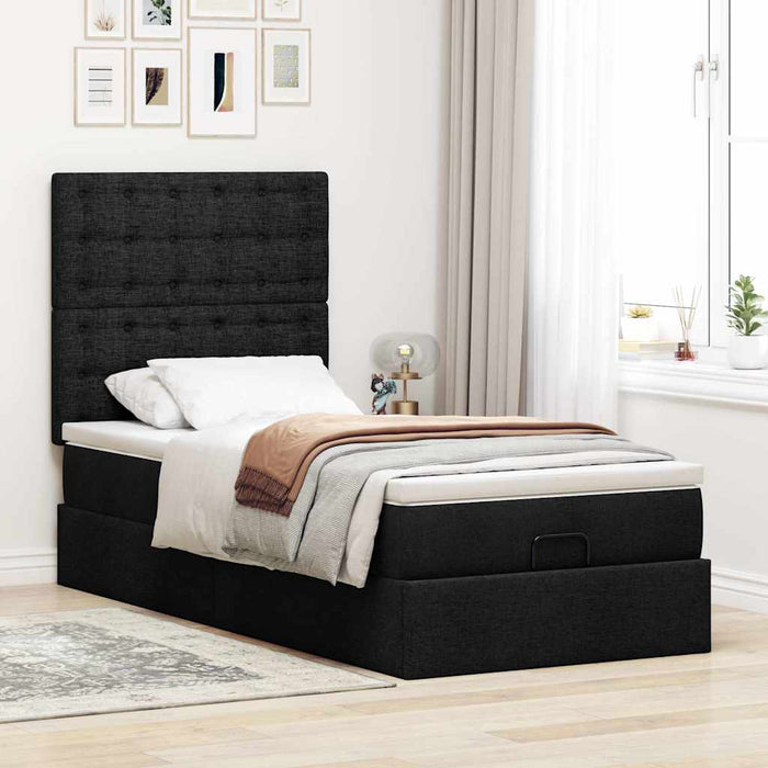 Cadru pat otoman cu saltea țesătură neagră 80x200 cm - WALTI WALTI