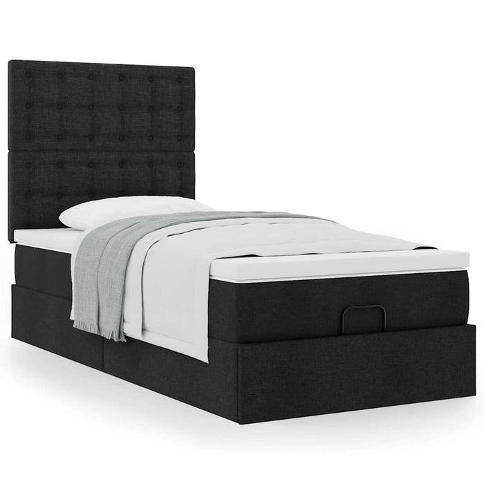 Cadru pat otoman cu saltea țesătură neagră 80x200 cm - WALTI WALTI