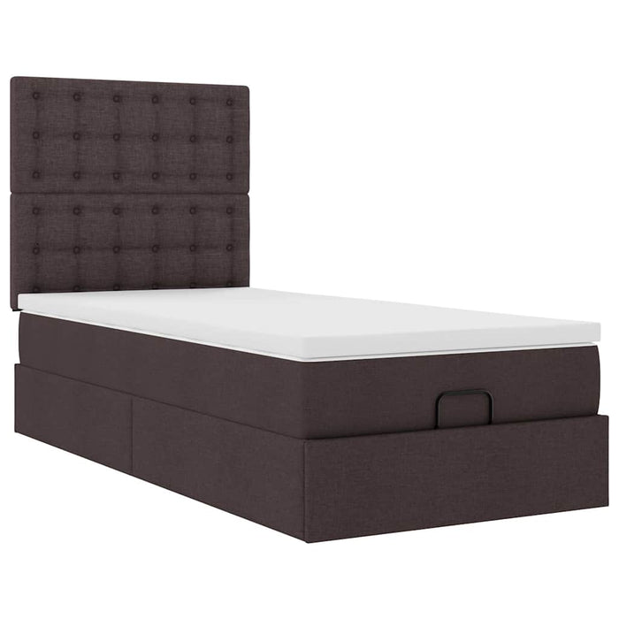 Cadru de pat otoman cu saltele țesătură maro închis 80x200cm WALTI