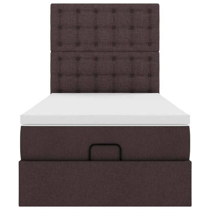Cadru de pat otoman cu saltele țesătură maro închis 80x200cm WALTI