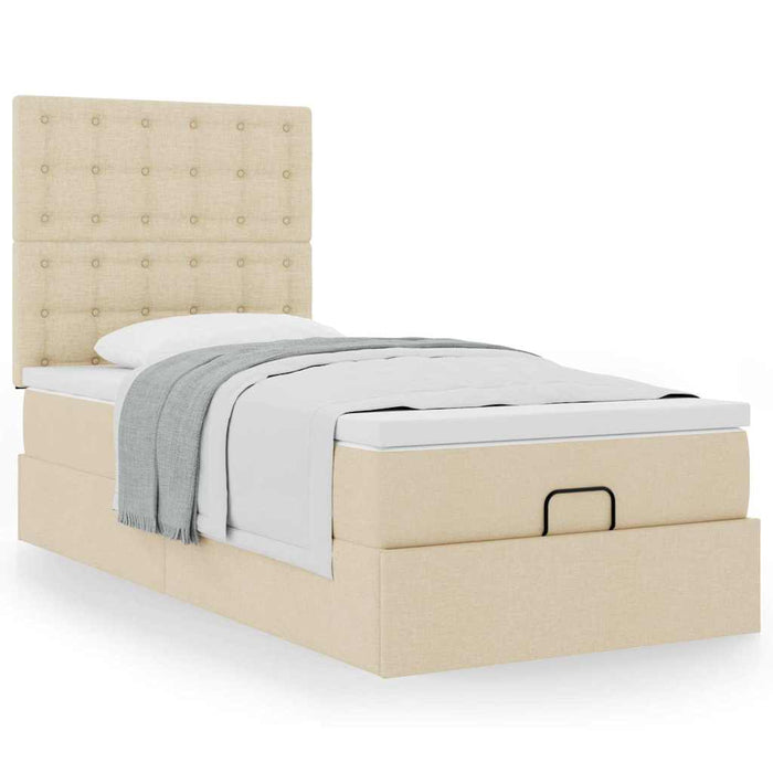 Cadru de pat otoman cu saltea crem 80x200cm stofa - WALTI WALTI