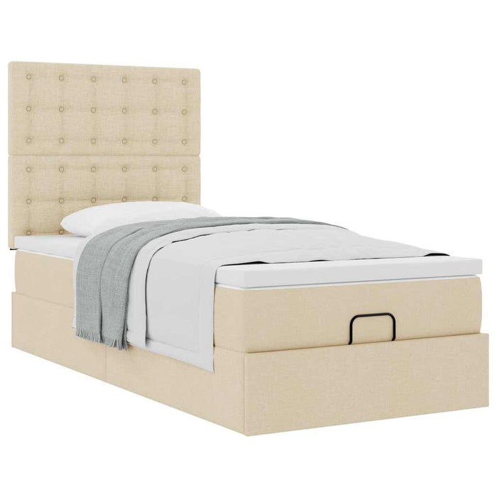 Cadru de pat otoman cu saltea crem 80x200cm stofa - WALTI WALTI
