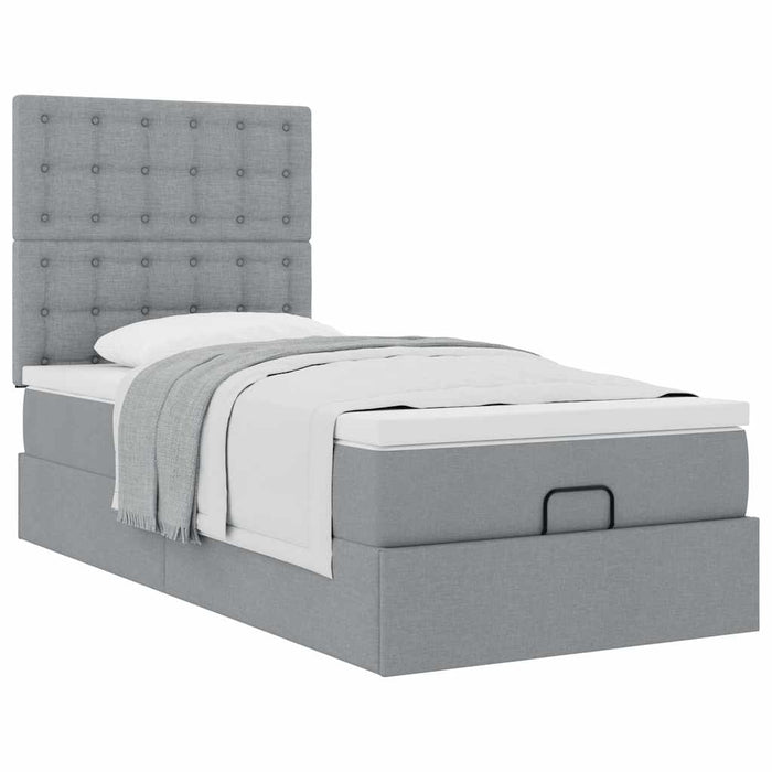Cadru de pat otoman cu saltea țesătură gri deschis 90x190cm - WALTI WALTI