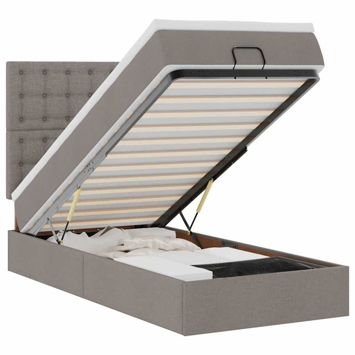 Pat otoman cu saltea Taupe 90x200 cm Stofa - WALTI WALTI