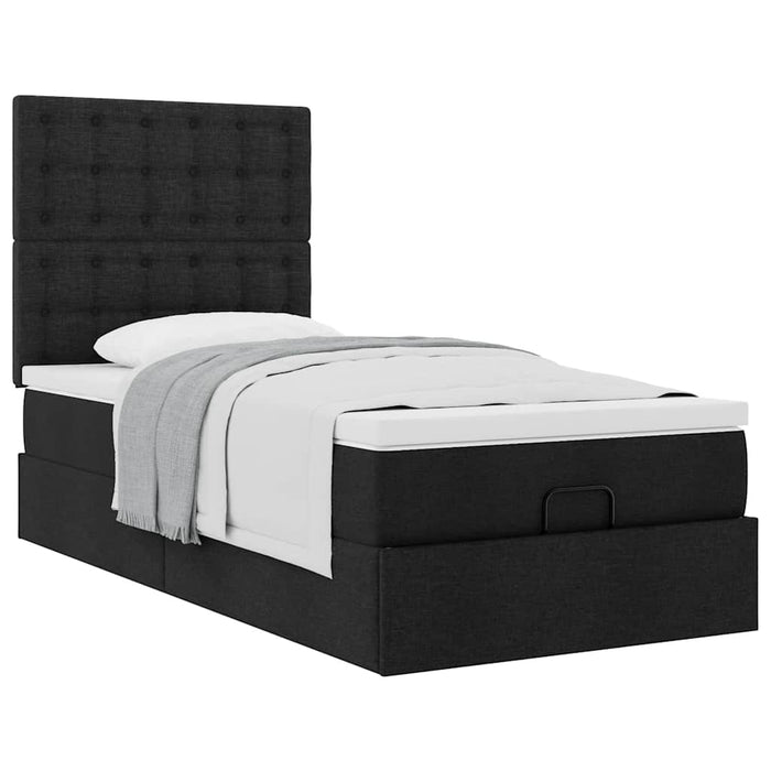 Pat otoman cu saltea negru 100x200 cm stofa - WALTI WALTI