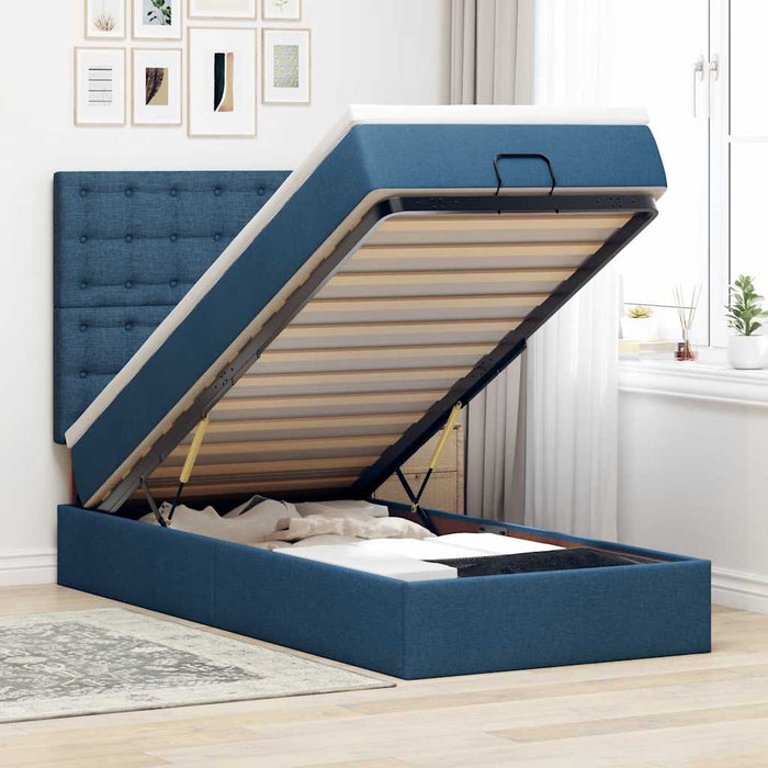 Pat otoman cu saltea albastru 100x200 cm stofa - WALTI WALTI
