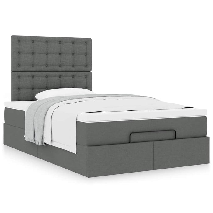 Cadru pat otoman cu saltea țesătură gri închis 120x190 cm - WALTI WALTI