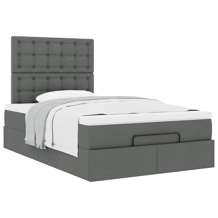 Cadru pat otoman cu saltea țesătură gri închis 120x190 cm - WALTI WALTI