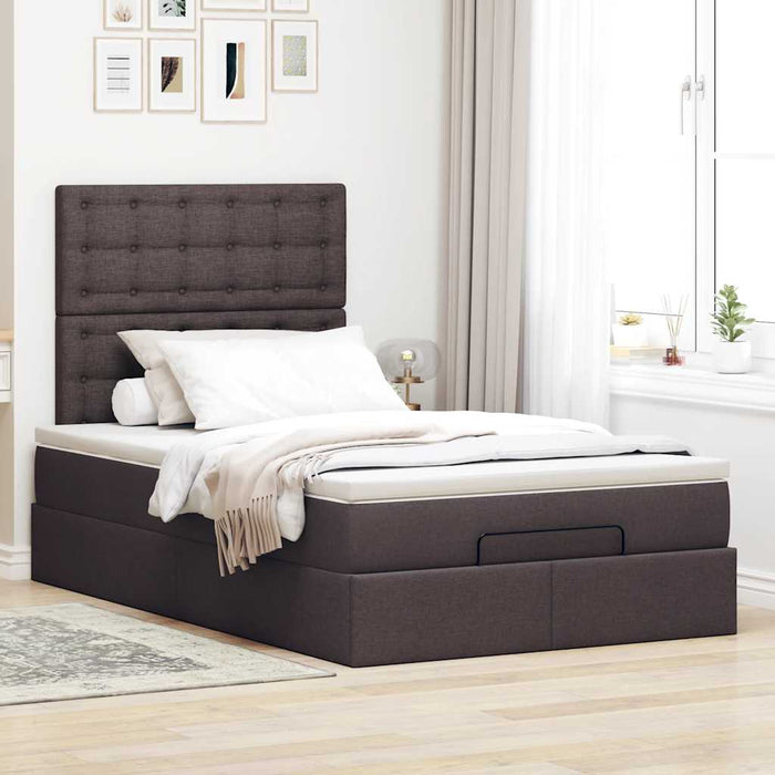 Cadru de pat otoman cu saltea țesătură maro închis 120x190 cm - WALTI WALTI