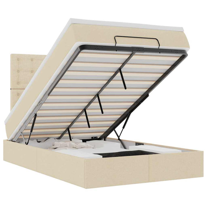 Cadru de pat otoman cu saltea crem 120x190cm stofa WALTI