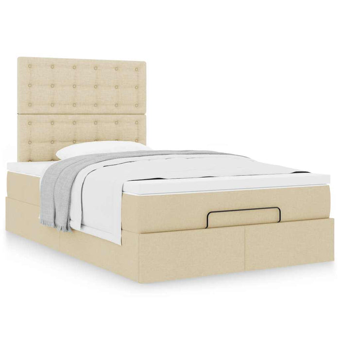 Cadru de pat otoman cu saltea crem 120x190cm stofa WALTI