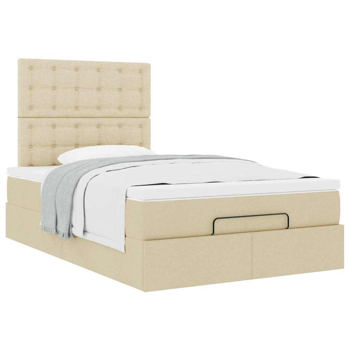 Cadru de pat otoman cu saltea crem 120x190cm stofa WALTI