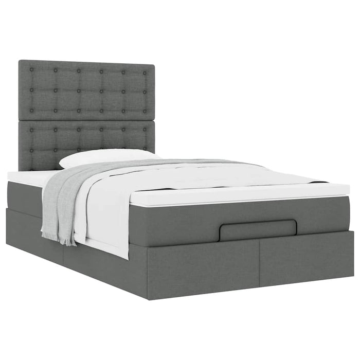 Cadru pat otoman cu saltea țesătură gri închis 120x200 cm - WALTI WALTI