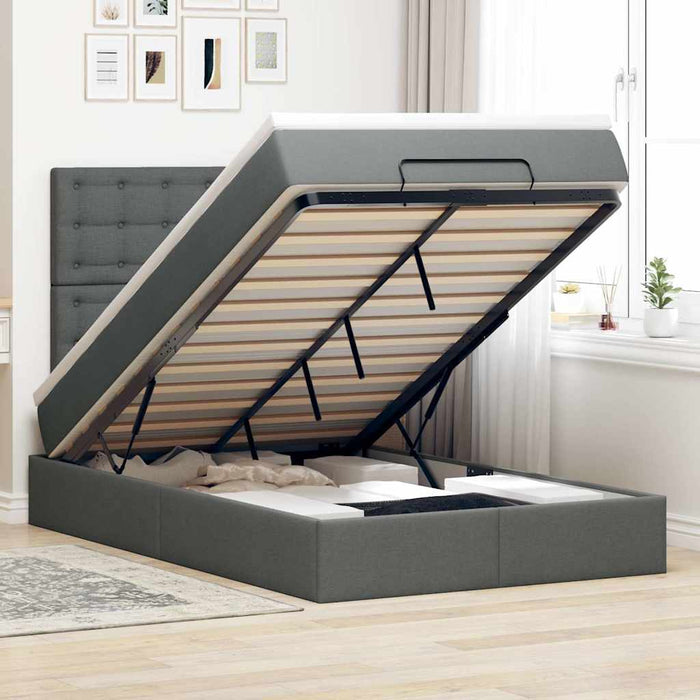 Cadru pat otoman cu saltea țesătură gri închis 120x200 cm - WALTI WALTI
