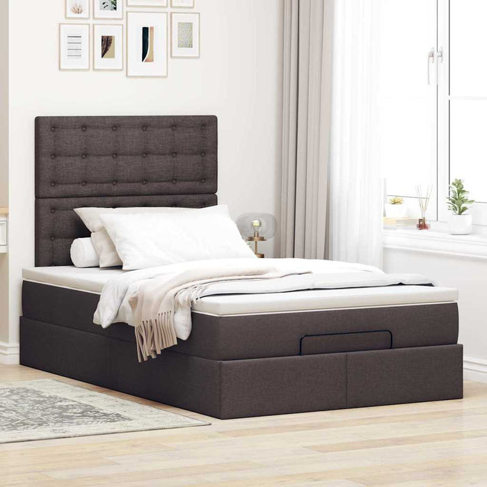 Cadru de pat otoman cu saltea țesătură maro închis 120x200 cm - WALTI WALTI