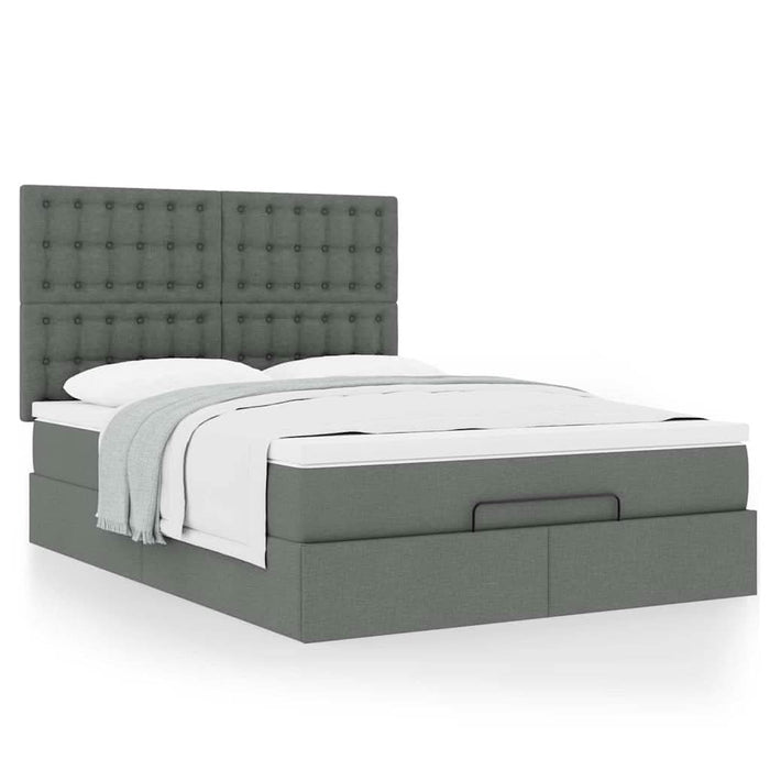Cadru pat otoman cu saltea țesătură gri închis 140x190cm - WALTI WALTI
