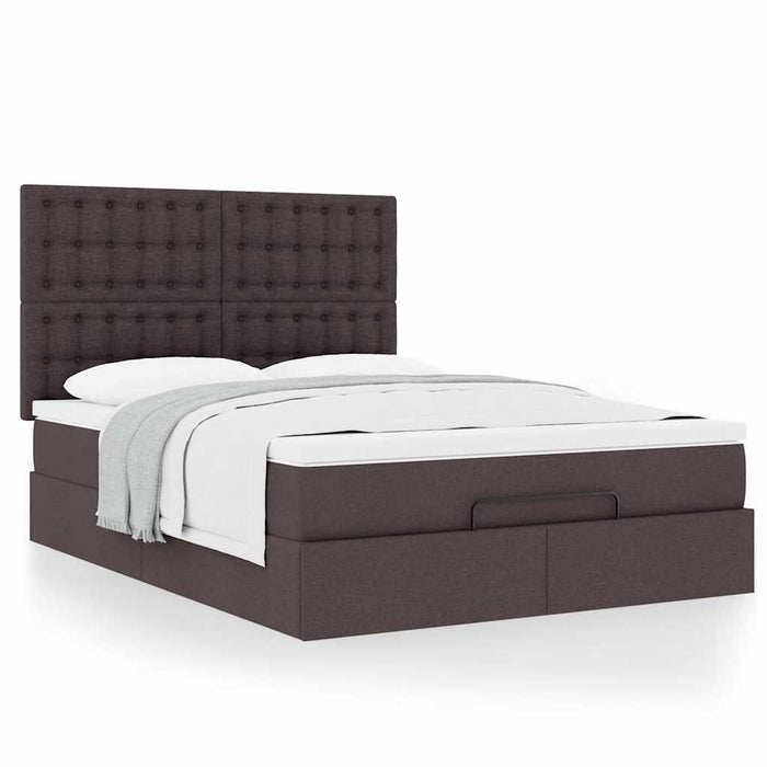 Cadru de pat otoman cu saltea țesătură maro închis 140x190cm - WALTI WALTI