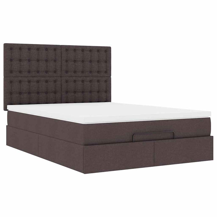 Cadru de pat otoman cu saltea țesătură maro închis 140x190cm - WALTI WALTI
