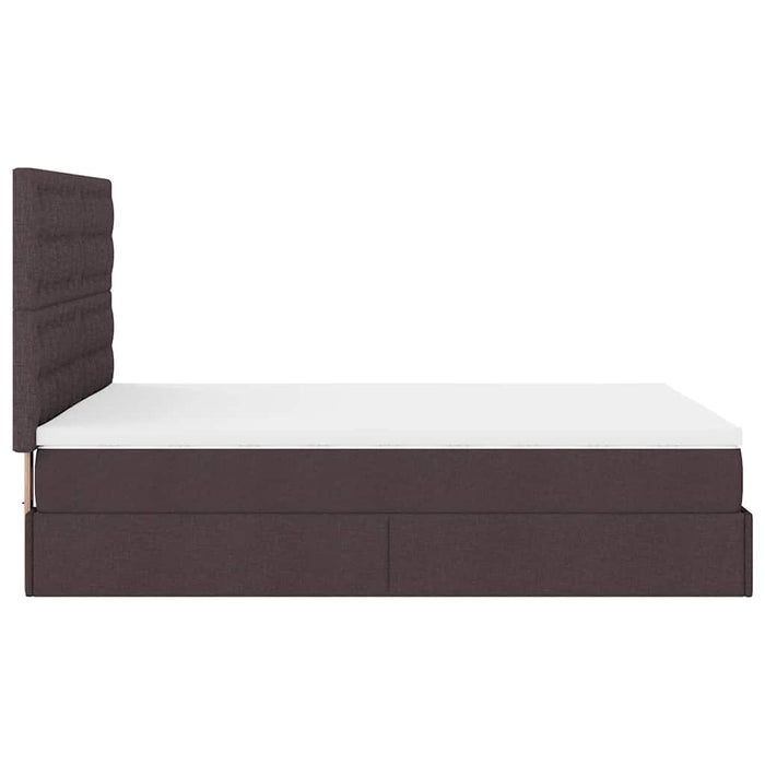 Cadru de pat otoman cu saltea țesătură maro închis 140x190cm - WALTI WALTI