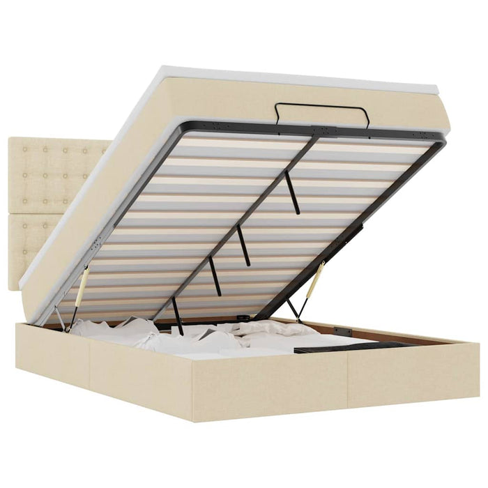 Cadru de pat otoman cu saltea crem 140x190cm stofa - WALTI WALTI