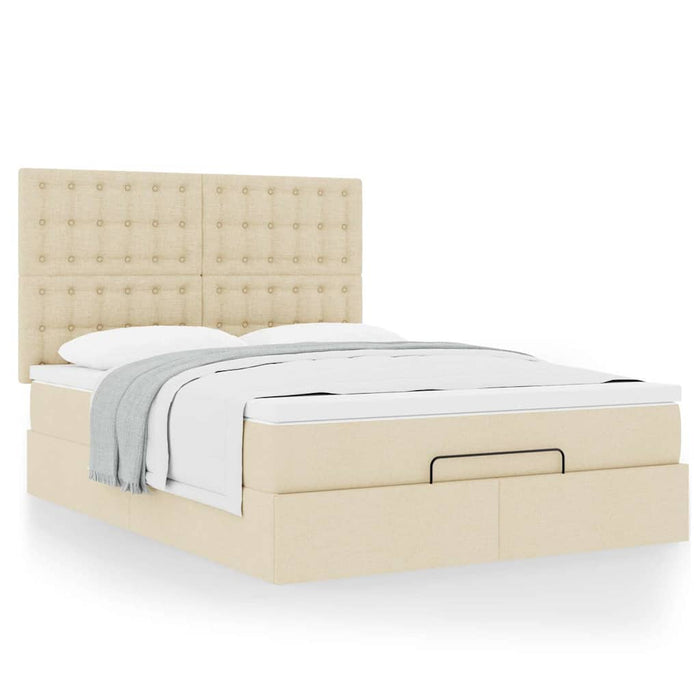 Cadru de pat otoman cu saltea crem 140x190cm stofa - WALTI WALTI