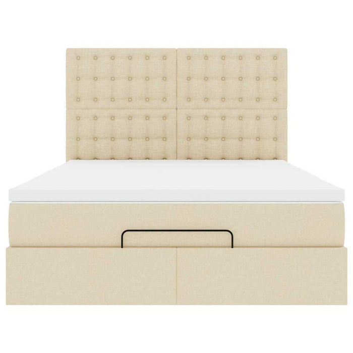 Cadru de pat otoman cu saltea crem 140x190cm stofa - WALTI WALTI