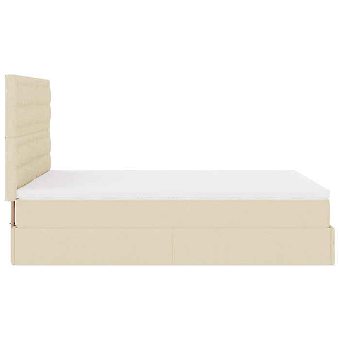 Cadru de pat otoman cu saltea crem 140x190cm stofa - WALTI WALTI