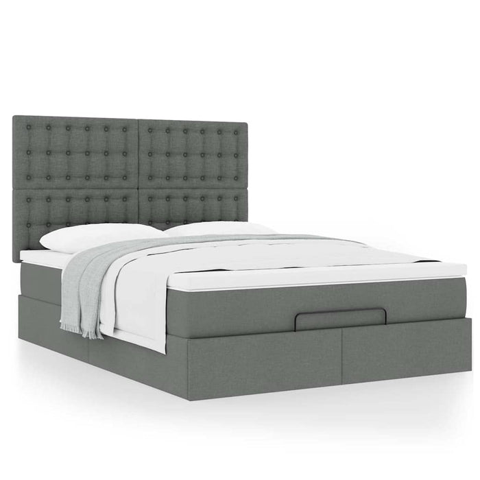 Cadru pat otoman cu saltea țesătură gri închis 140x200 cm - WALTI WALTI