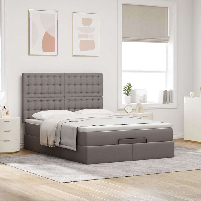 Cadru de pat otoman cu saltea Taupe 140x200cm Material WALTI