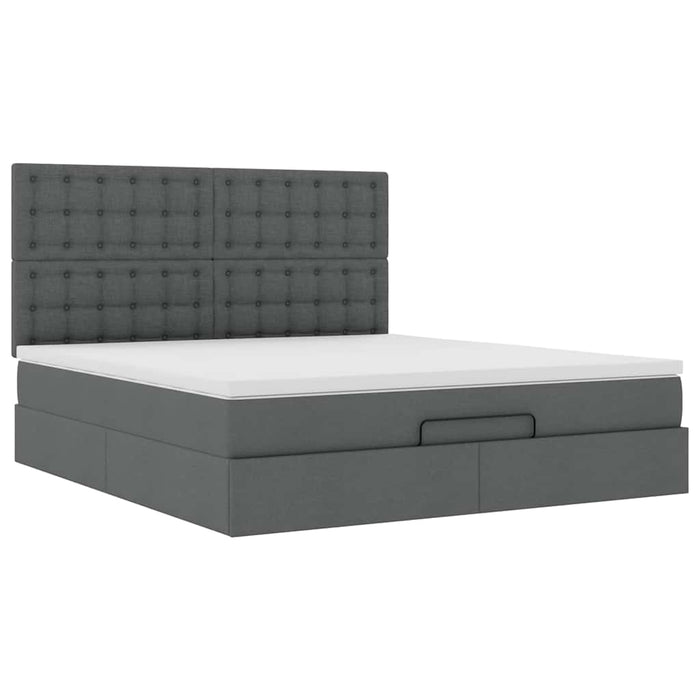 Cadru pat otoman cu saltea țesătură gri închis 160x200 cm - WALTI WALTI