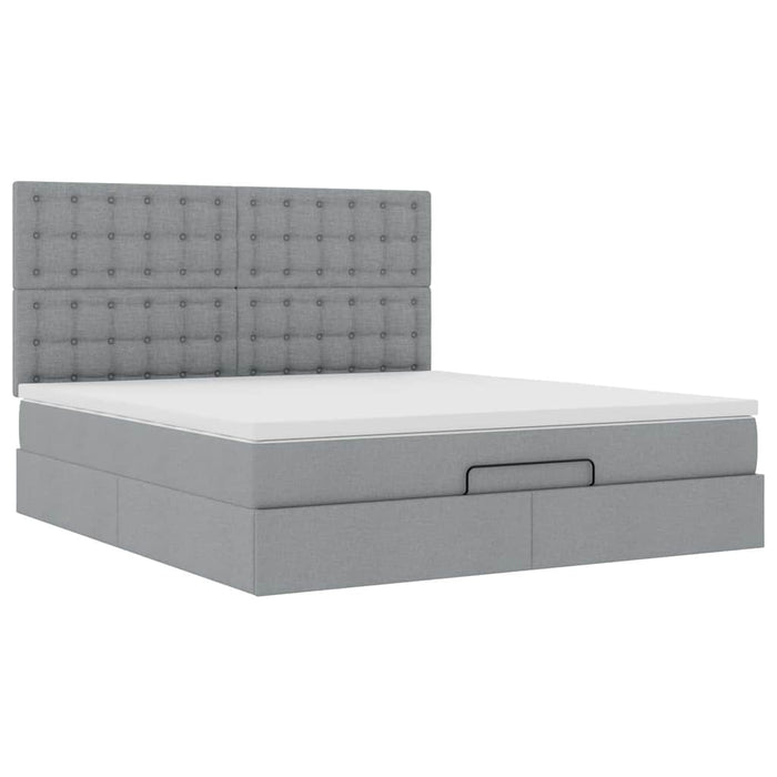 Cadru pat otoman cu saltea țesătură gri deschis 180x200cm - WALTI WALTI