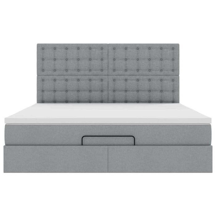 Cadru pat otoman cu saltea țesătură gri deschis 180x200cm - WALTI WALTI