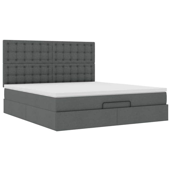 Cadru pat otoman cu saltea țesătură gri închis 180x200 cm - WALTI WALTI