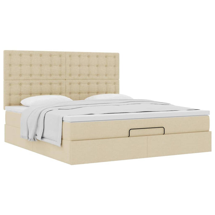 Cadru de pat otoman cu saltea crem 180x200cm stofa - WALTI WALTI