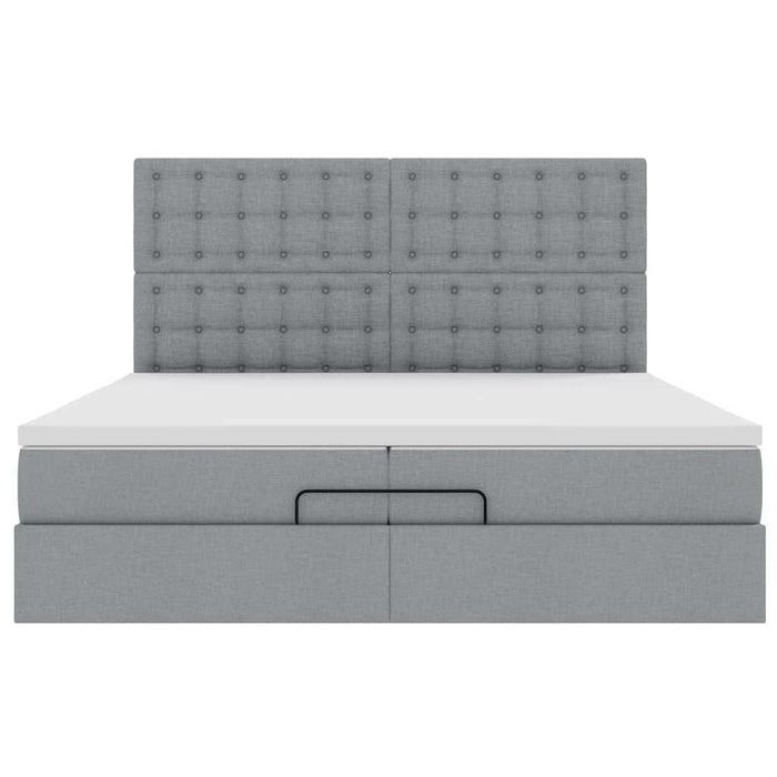 Cadru de pat otoman cu saltele țesătură gri deschis 200x200cm - WALTI WALTI