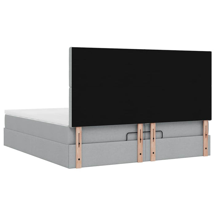Cadru de pat otoman cu saltele țesătură gri deschis 200x200cm - WALTI WALTI