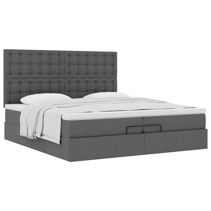 Cadru de pat otoman cu saltele țesătură gri închis 200x200cm WALTI