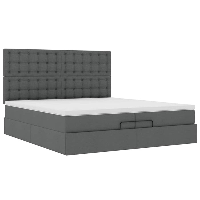 Cadru de pat otoman cu saltele țesătură gri închis 200x200cm WALTI