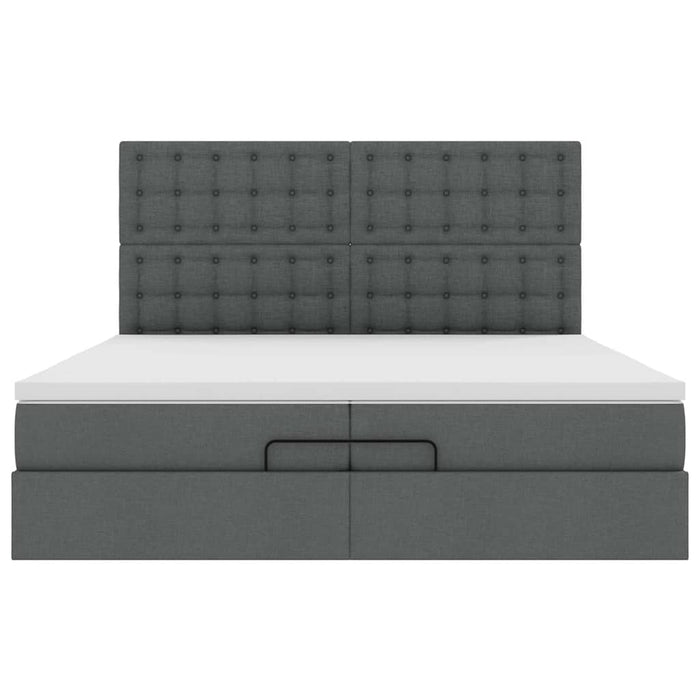 Cadru de pat otoman cu saltele țesătură gri închis 200x200cm WALTI