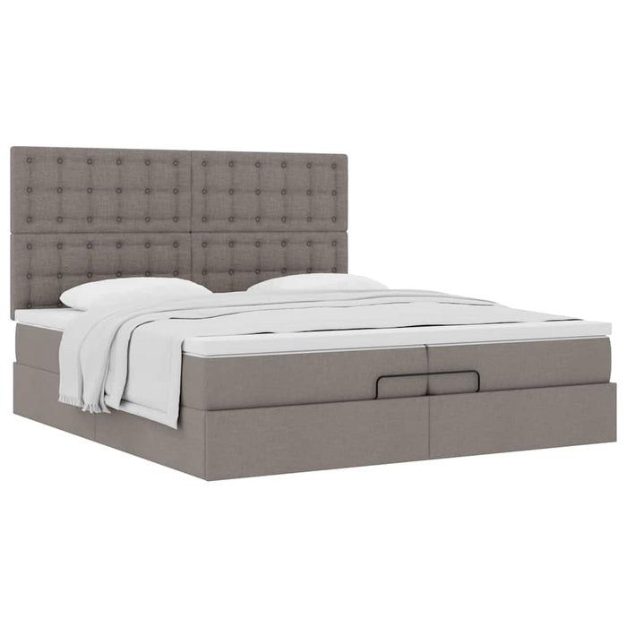 Cadru de pat otoman cu saltele Taupe 200x200cm țesătură WALTI