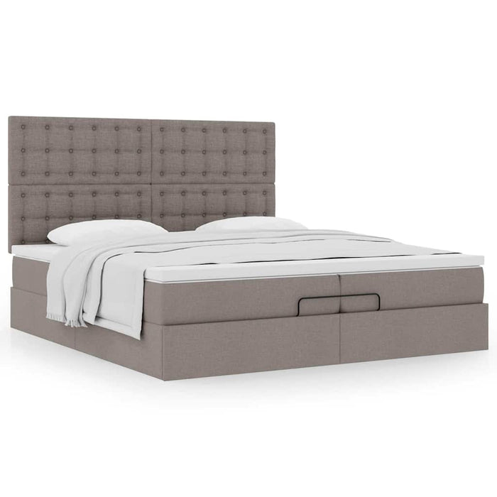 Cadru de pat otoman cu saltele Taupe 200x200cm țesătură WALTI