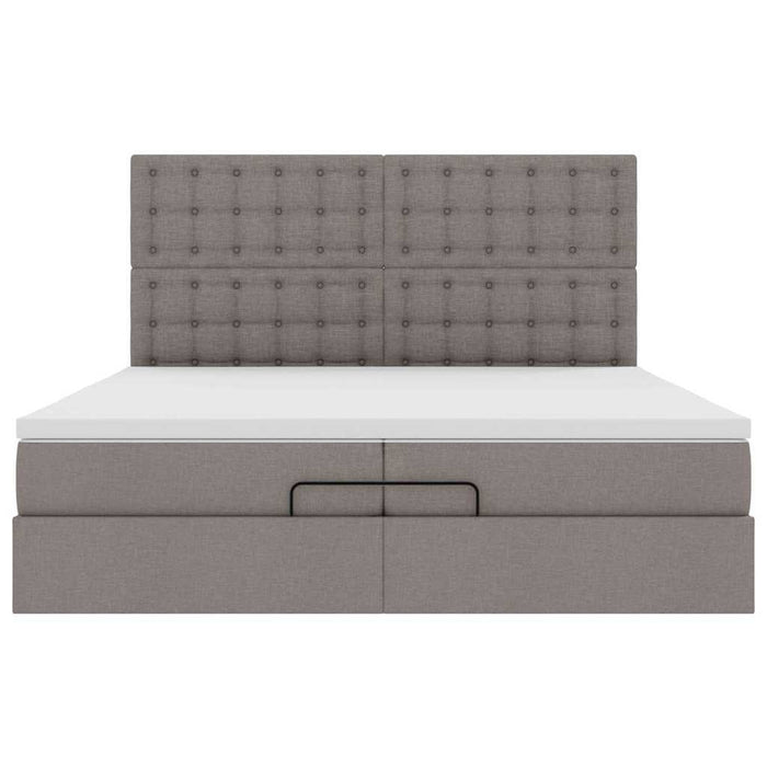 Cadru de pat otoman cu saltele Taupe 200x200cm țesătură WALTI