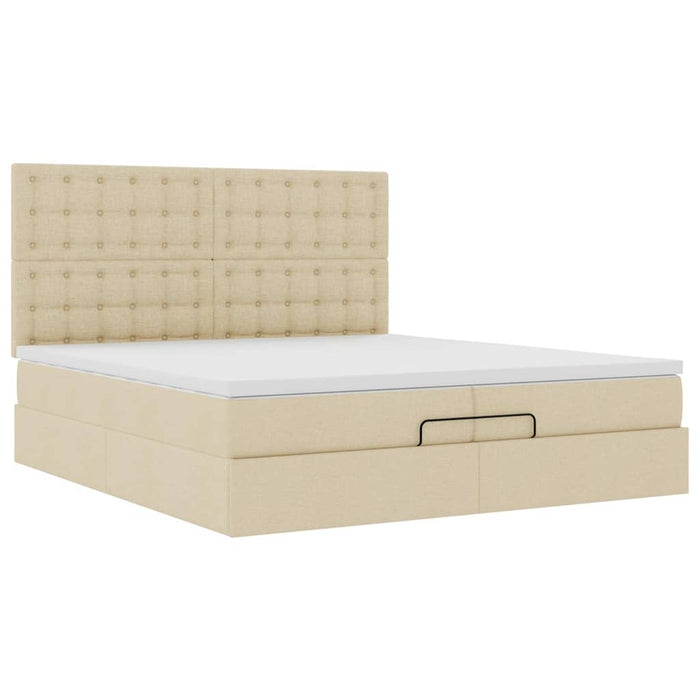Cadru de pat otoman cu saltele crem 200x200cm stofa WALTI