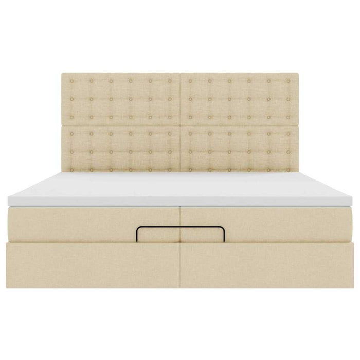 Cadru de pat otoman cu saltele crem 200x200cm stofa WALTI